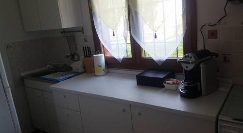 una encimera en una cocina con ventana en La Casa Di Scrigno, en Poviglio