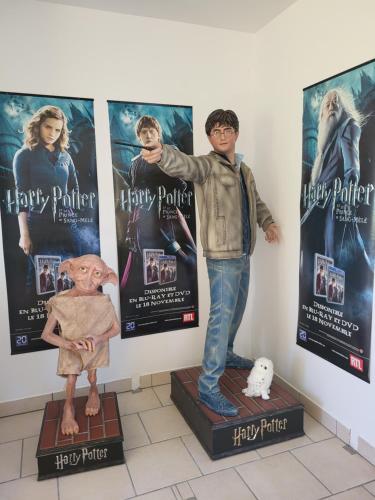 Ein Junge steht auf einer Statue eines glücklichen Patienten. in der Unterkunft Cheverny la vie est belle in Cheverny