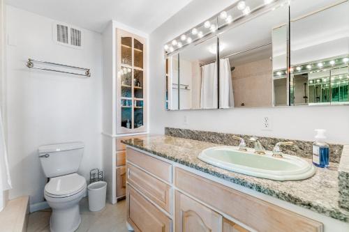 a bathroom with a sink and a toilet and a mirror at Santa Rosa Dunes 1061 in Pensacola Beach