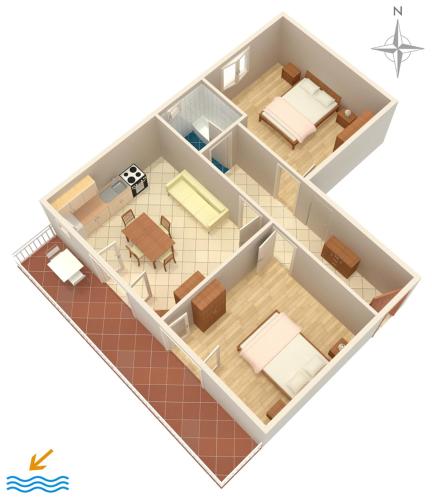 Půdorys ubytování Apartments by the sea Grebastica, Sibenik - 9686