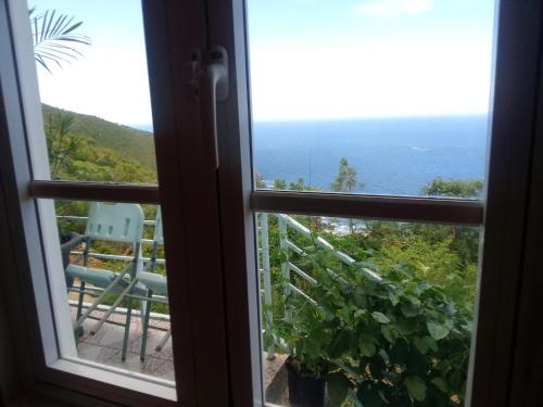 a view of the ocean from a window at Abigail's Splendor -2 Bedroom Entire Apartment in Tortola Island
