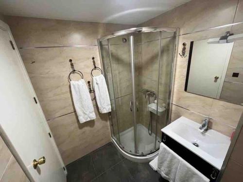 a bathroom with a shower and a sink at Céntrico apartamento en el Riscal in Alicante