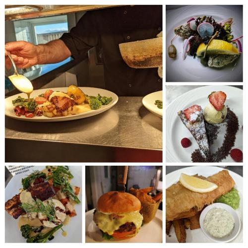 a collage of pictures of plates of food at The Manor House Inn in Shotley Bridge