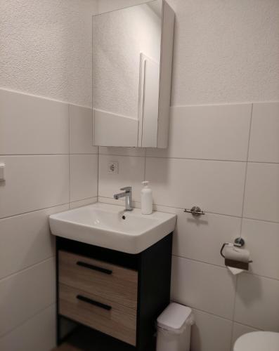 a bathroom with a sink and a toilet at 2 Zimmerwohnung in Bietingen in Gottmadingen