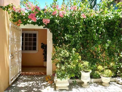 an entrance to a house with plants and flowers at Little Norway Guesthouse - Mactan Cebu International Airport in Mactan