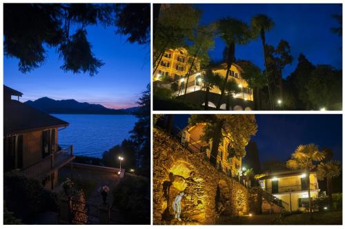 a group of four pictures of houses at night at Relais Casali della Cisterna in Belgirate