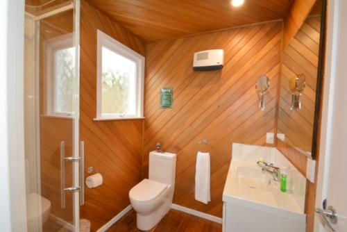y baño con aseo y lavamanos. en City Views on Rattray en Dunedin