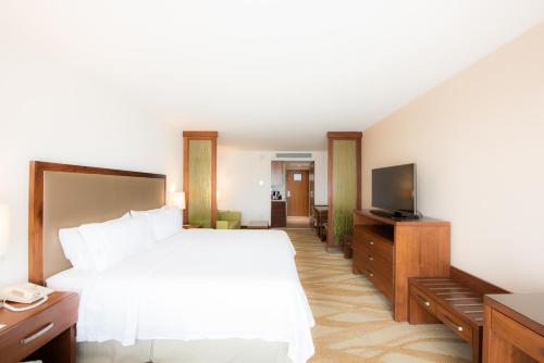 a hotel room with a bed and a flat screen tv at Holiday Inn Express and Suites Celaya, an IHG Hotel in Celaya
