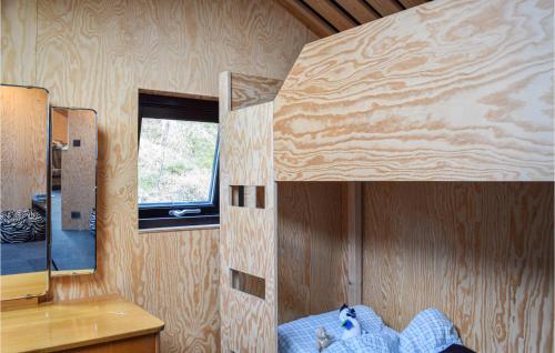 a bedroom with a bunk bed and a mirror at Stunning Home In Erfjord With Wifi in Erfjord