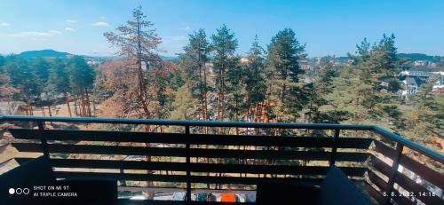 a view from the top of a balcony with trees at BalkanHill2 S37 Pekovic green in Zlatibor