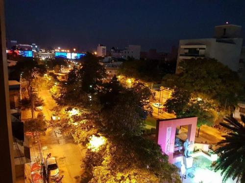 an overhead view of a city street at night at Guest House Santiago in Santiago del Estero