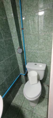 a bathroom with a toilet and a shower at Hostal Arica 3 in Arica