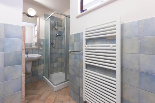 a bathroom with a shower and a sink at Casale del Conero in Porto Recanati