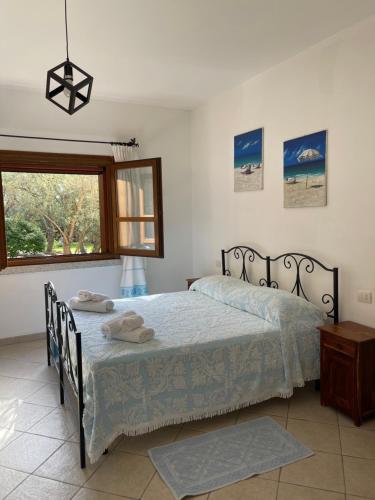 Un dormitorio con una cama y una ventana en Azienda agrituristica contras, en Olbia