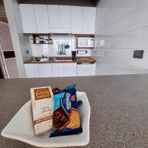 a plate of food on a counter in a kitchen at Executive suite in gastronomic district in Valencia
