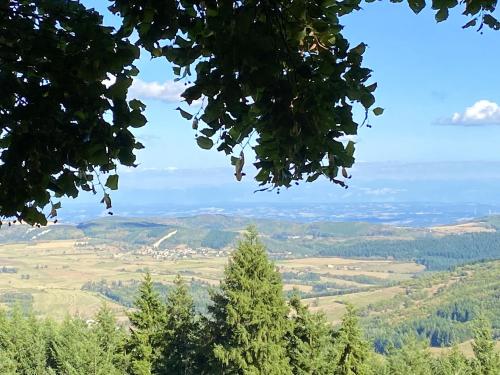 a view from the top of a hill with trees at Maison familiale avec vues et espaces de jeux in Colombier