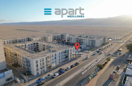 an aerial view of an apartment building with a street at Apart Mejillones - Dpto 24 in Mejillones