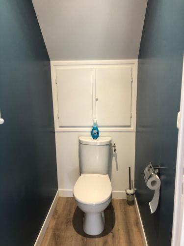 a bathroom with a white toilet in a room at Appartement 3 Étoiles - Plage des Phoques avec Parking Privé in Berck-sur-Mer