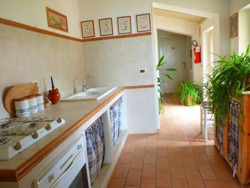 a kitchen with a sink and a counter top at Agriturismo San Lorenzo in Fiuggi