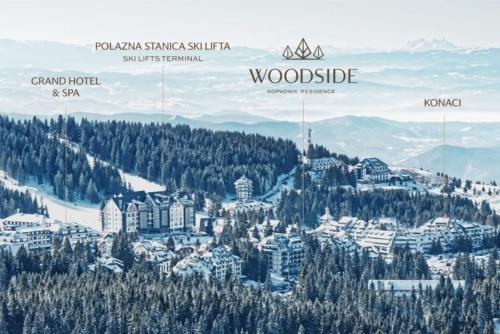 a view of a town on top of a mountain at Aparthotel Woodside by Anaya in Kopaonik