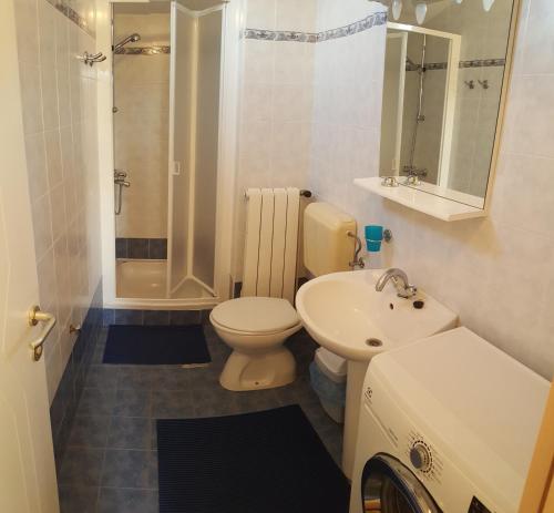 ein Badezimmer mit Toilette, Waschbecken und Dusche in der Unterkunft Apartments with a parking space Rakalj, Marcana - 15252 in Krnica