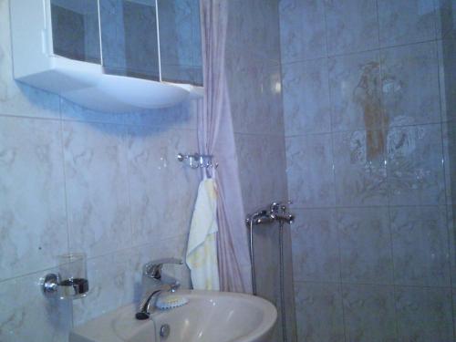 een badkamer met een wastafel, een spiegel en een douche bij Seaside house with a swimming pool Cove Pribinja, Hvar - 15324 in Hvar