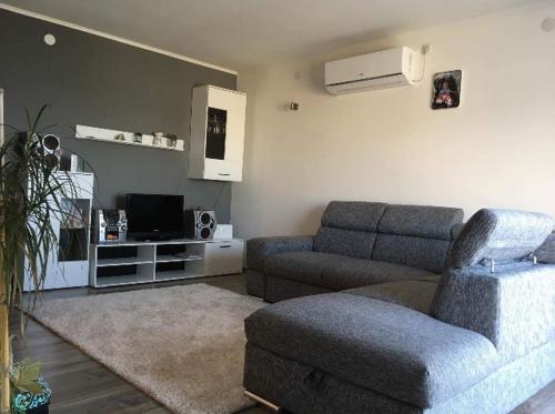 a living room with a couch and a chair at Apartments with parking space Drasnice, Makarska - 15492 in Drasnice