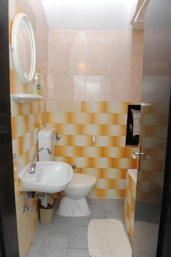 a bathroom with a white toilet and a sink at Apartments with parking space Podaca, Makarska - 15748 in Podaca