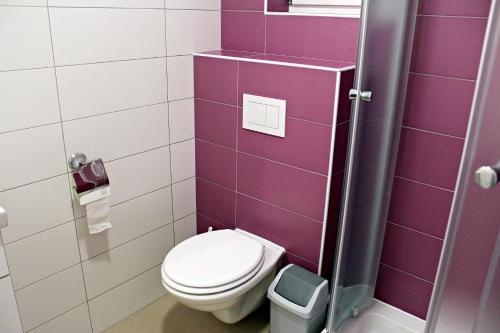 ein Badezimmer mit WC und lila Wänden in der Unterkunft Apartments with a parking space Nerezine, Losinj - 15768 in Nerezine