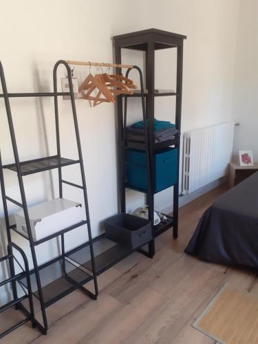 a room with two bunk beds and a ladder at chambre au calme haute ville in Auch
