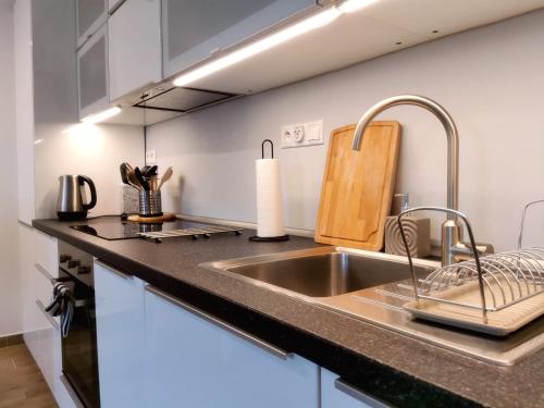 a kitchen with a sink and a counter top at CozyHome in Old Town, Presidential apartment in Bratislava