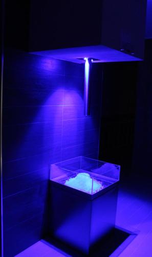 a blue room with a bath tub with a blue light at Hotel 4 Venti spa & wellness in Sestri Levante