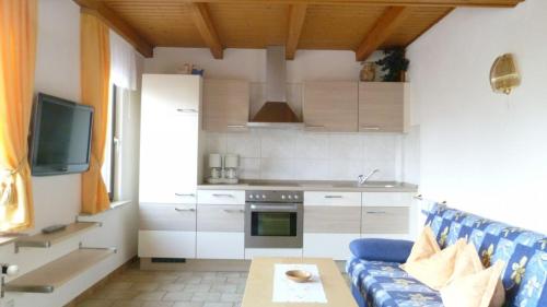戈里施水療的住宿－Ferienwohnung Frenzel，带沙发的客厅和厨房