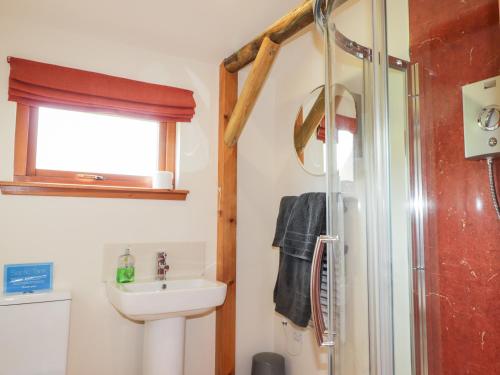 a bathroom with a sink and a toilet and a shower at Meikle Conval in Keith