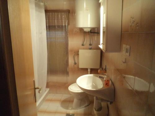 a small bathroom with a toilet and a sink at Apartments with parking space Lopar, Rab - 17436 in Lopar