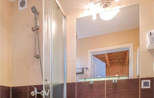 a bathroom with a shower with a glass door at 2 Bedroom Gorgeous Home In Sianozety in Sianozety