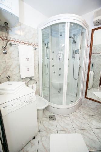 a bathroom with a shower and a toilet at Apartments Villa Castello in Crikvenica