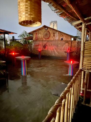 a skate park with two tables in front of a ramp at Tridhara HomeStay in Guwahati