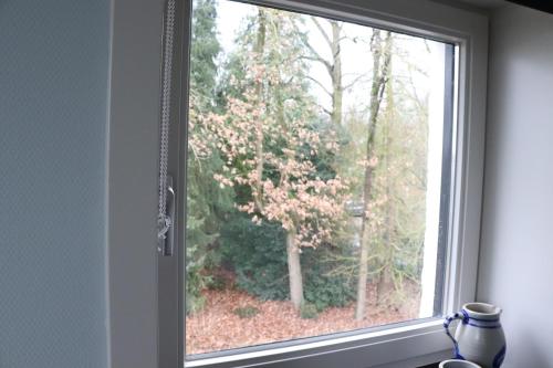 a window with a view of a tree at WijkD in Leende