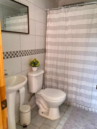 DiaguitaにあるCasa campestre Valle del Elquiのバスルーム(トイレ、洗面台付)