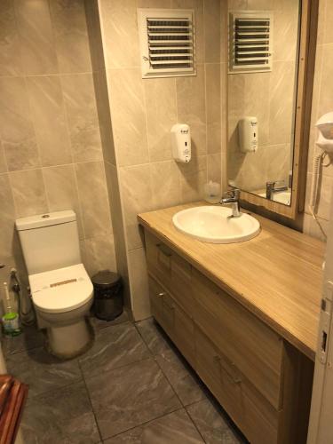 a bathroom with a toilet and a sink at ALASKA - TUYAP PALACE in Kırac