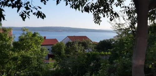 - une vue sur une maison avec un lac en arrière-plan dans l'établissement Apartment Crikvenica 17675a, à Crikvenica