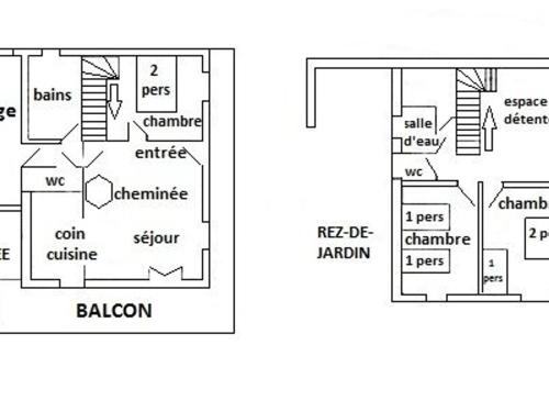 a floor plan of a house at Chalet spacieux à Rochesson, près de Gérardmer, avec garage, cheminée, WIFI et équipements complets - FR-1-589-167 in Rochesson