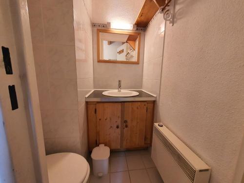 une petite salle de bain avec un lavabo et des toilettes dans l'établissement Mas du Peyron, à Saint-Chaffrey