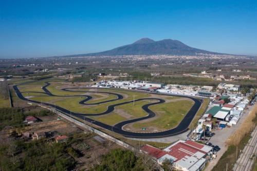 an aerial view of a race track with a river at Villa Ida - Free private Parking in Sarno