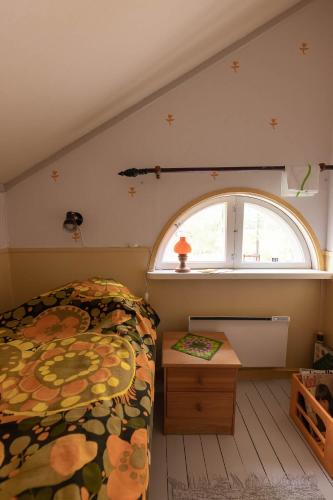a bedroom with a bed and a window at Månsåsen Bed & Breakfast in Månsåsen