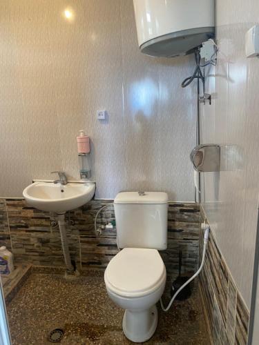 a bathroom with a toilet and a sink at Вилла Дагет in Daghetʼkhachʼini