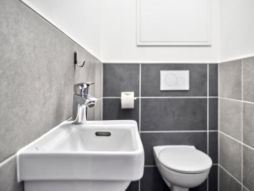 a bathroom with a sink and a toilet at Sunlodge Oeblarn Top B1 Schladming-Dachstein in Öblarn