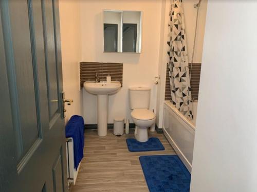 a bathroom with a sink and a toilet at Kunda House Seymour Oldbury in Oldbury