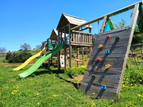 um parque infantil com um escorrega na relva em Casa rural suerteluna em La Matanza de Acentejo